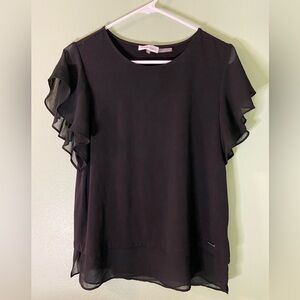 Women’s Calvin Klein Elegant Black Ruffle Sleeve Blouse